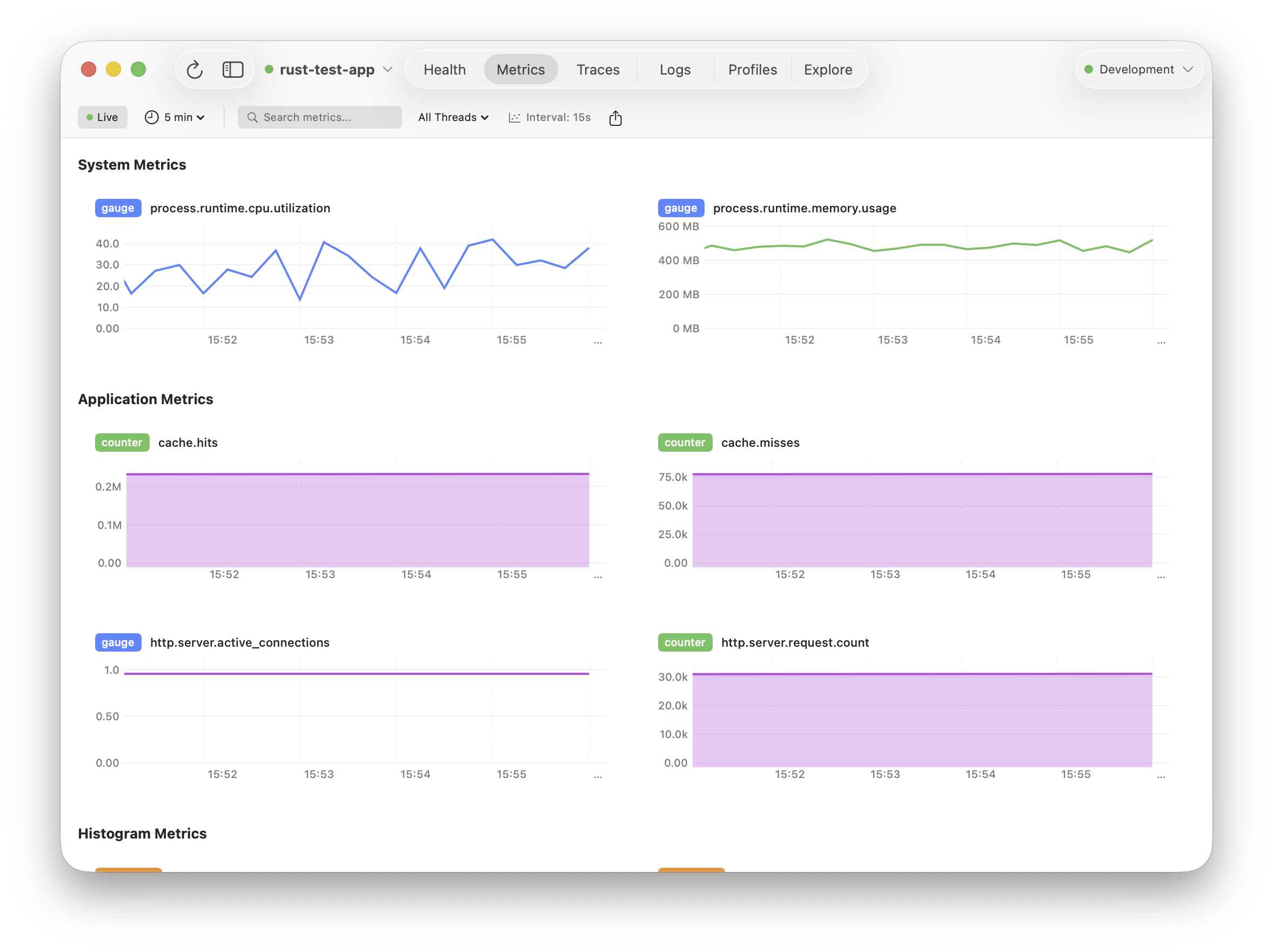 Sequins app showing metrics